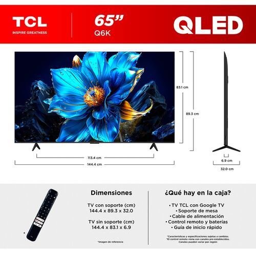 Pantalla Qled TCL de 65 Pulgadas 4K GTV 65q6k
