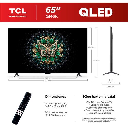 Pantalla Miniled TCL de 65 Pulgadas 4K 65qm6k
