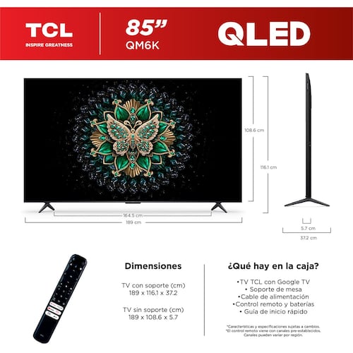 Pantalla Miniled TCL de 85 Pulgadas 4K 85qm6k