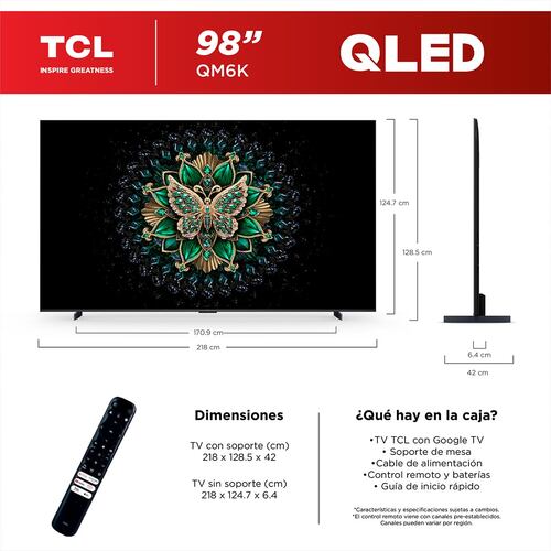Pantalla Miniled TCL de 98 Pulgadas 4K 98qm6k