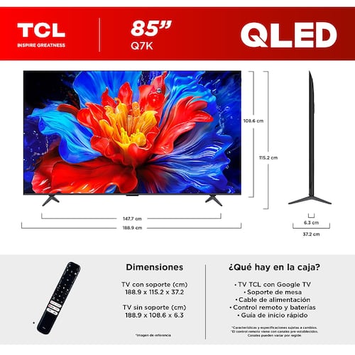 Pantalla Qled TCL de 85 Pulgadas 4K GTV 85q7k
