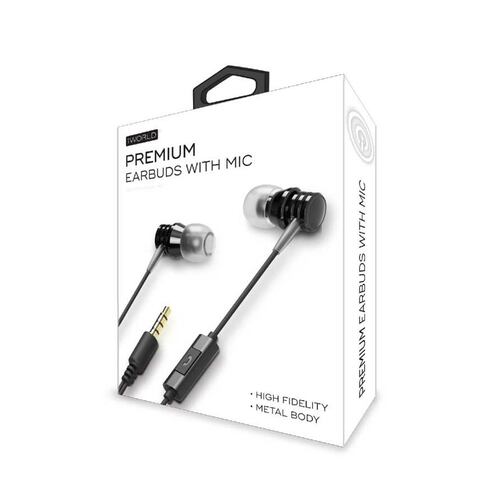 Audífonos Iworld Premium Earbuds Negro