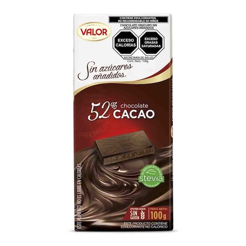 Chocolate 52% cacao sin azúcar 100 g