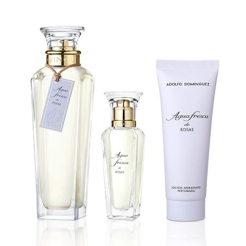 Fragancia Para Dama Set Adolfo Domínguez, Agua Fresca de Rosas, EDT120ML + EDT30ML + Body Lotion 75ML