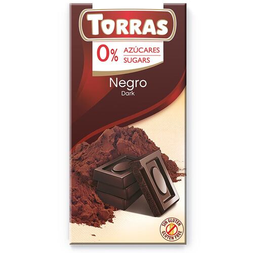 Barra de chocolate negro 51% cacao sin azúcar Torras