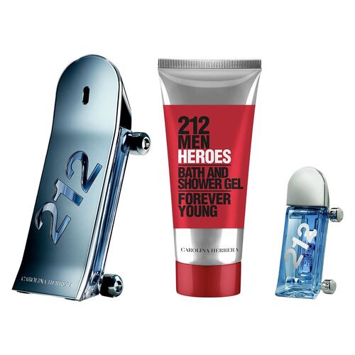 Carolina Herrera 212 Heroes Set Para Caballero Perfume EDT 90ML + Body Lotion 100ML + Miniatura