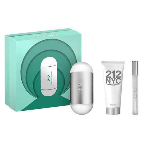 Carolina Herrera 212 NYC Set Para Dama Perfume EDT 100ML + Body Lotion 100ML + Miniatura