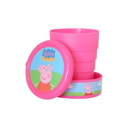 Vaso Expandible Rosa Con Tapa 210ml Peppa Pig