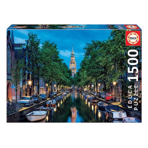Rompecabezas 1500 pz Oscurece en El Canal de Amsterdam