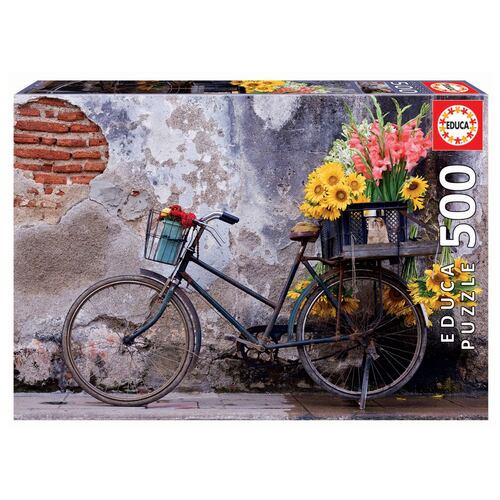 Rompecabezas 500 piezas Bicicleta con flores