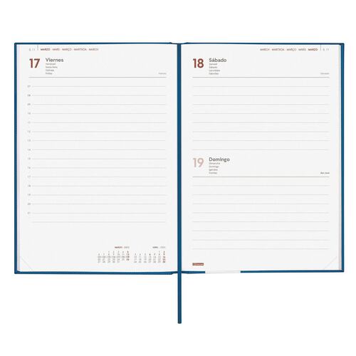 Agenda Espiral Finocam 2023 Catalán – 1 Día Por Página, Tamaño Pequeño (117x181 Mm), Azul, Con Información útil