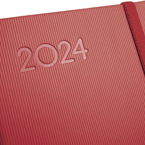 Agenda Textura M2 Semana Vista Horizontal 2024 Rojo