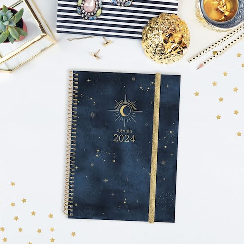 Agenda Espiral Design Collection E10 Semana Vista 2024 Moon Internacional