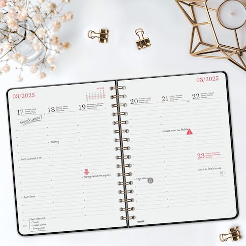 Agenda Espiral Semanal Vertical 2025 Negro