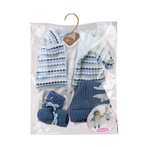Conjunto Mameluco Blanco y Chaqueta Azul para Muñeco Llorens