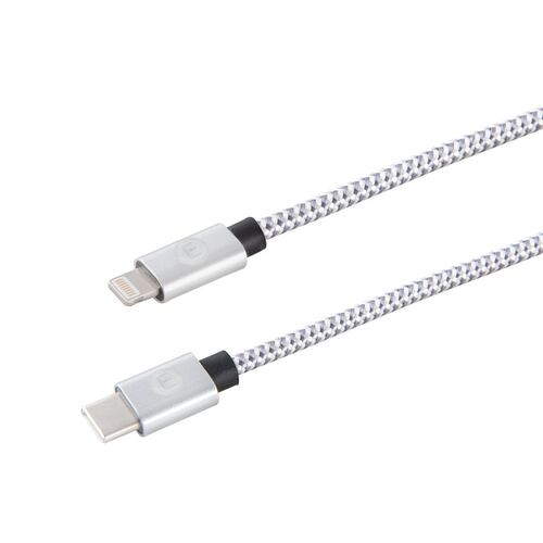 Cable Mobo bicolor tipo C a Lightning plata 1M
