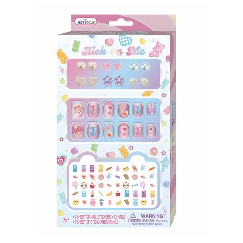 Juego De Uñas Y Aretes Gummy Bear Hot Focus 013gb.