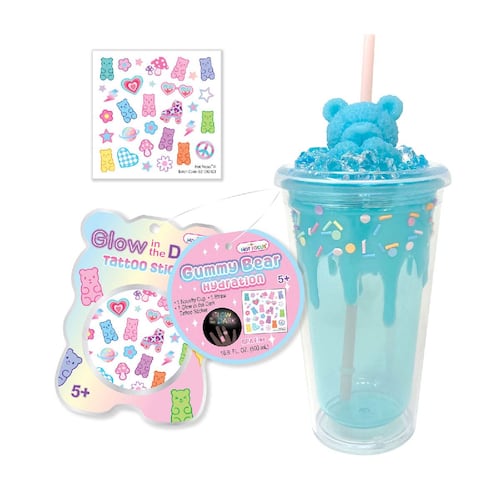 Vaso Con Tapa Y Popote Gummy Bear Azul Hot Focus 399gbb