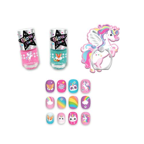 JUEGO PARA UÑAS GLAMOROSO BRILLA EN LA OSCURIDAD.