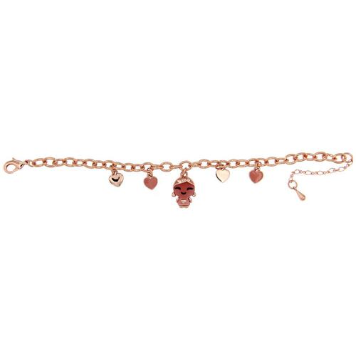 FB, Pulsera Cadena Con Dijes Niñita Con Baño Chapado Oro Rosa