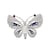 Broche mariposa con circonita redonda cristal, perla blanca y esmalte azul, con acabado en rodio