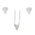 Set arete+dije+cadena  corazón con circonita cristal blanca, cadena de 42 cms+ 4 cms de extensión y  con acabado en rodio