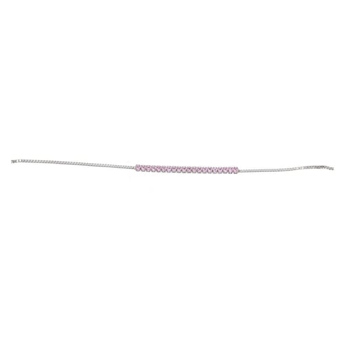 Pulsera de plata 925 con circonita redonda en rosa , con acabado en rodio Farfalla Bonetti