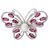 Broche mariposa con circonita ruby y  redonda cristal, con acabado en rodio