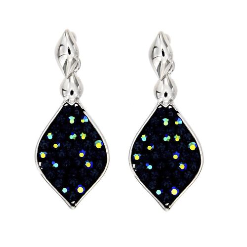 Aretes con piedras azules, con acabado en rodio