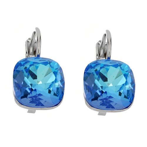Aretes Con Piedra Blue Zircon Opal, Con Acabado En Rodio
