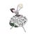 FB, Broche bailarina concirconita redonda esmeralda, ruby y cristal con perla blanca,acabado en rodio