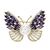 Broche Farfalla Bonetti mariposa con circonita navette amatisa y redonda cristal con  perla blanca,acabado en chapado oro