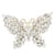 Broche Mariposa Con Circonita Cristal Y Perla Blanca, Acabado En Chapado Oro