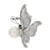 Broche Mariposa Con Circonita Y Perla Blanca, Acabado En Rodio