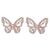FB, Aretes mariposa con circonita rosa, con acabado en chapado oro rosa