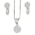 Set arete+dije+cadena Farfalla Bonetti de plata 925, con cadena de 42 cms y acabado en rodio