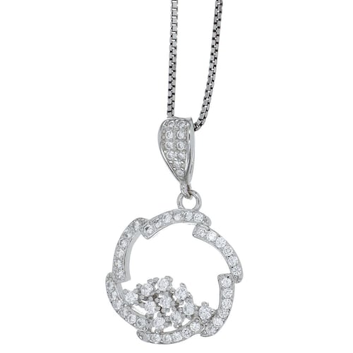 Dije Farfalla Bonetti con cadena de plata 925 circonita cristal, con cadena de 42 cms y con acabado en rodio