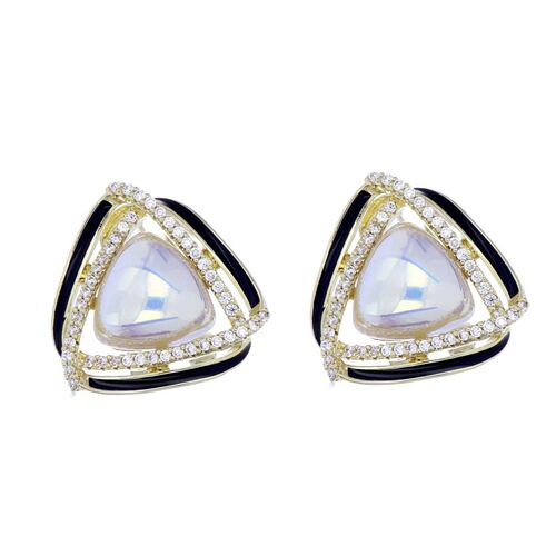 FB, Aretes  con perla blanca, con acabado en chapado oro
