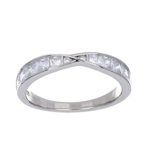Anillo de plata 925 con circonita blanca, acabado en rodio