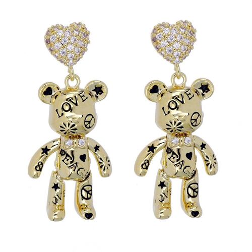 Aretes Osito Love Peach Chapado Oro Coco Cherie