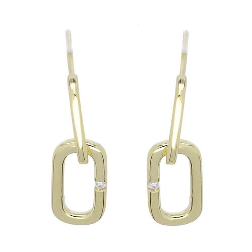 Aretes Plata .925 Circonita Blanca Acabado Oro Ziane Plata .925
