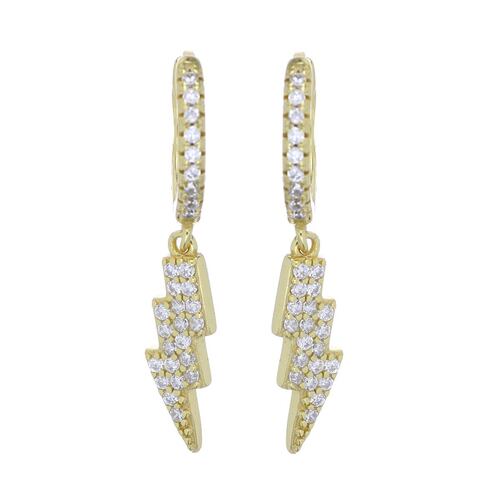 Aretes Plata .925 Rayo con Circonita Blanca Chapado Oro Ziane Plata .925