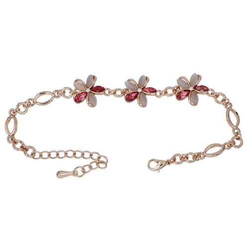 Pulsera Flores con Piedra Rosa y Rose Chapado Oro Rosa Camilla