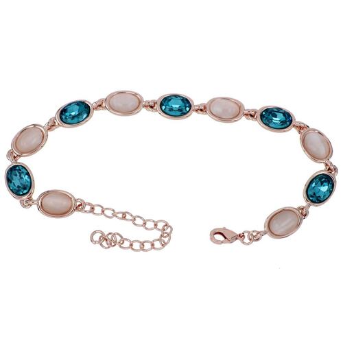 Pulsera Piedra Rosa e Indicolite Chapado Oro Rosa Camilla