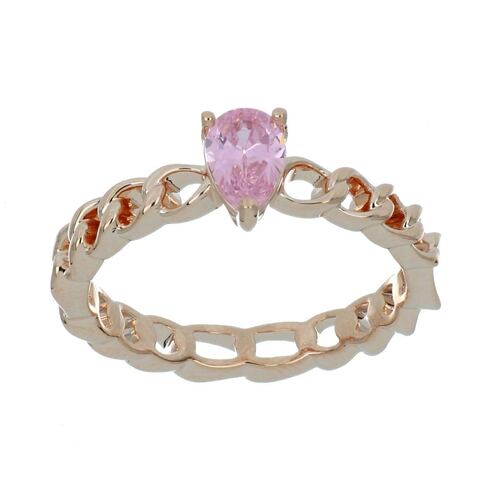 Anillo Circonita Rosa Chapado Oro Rosa Farfalla Bonetti
