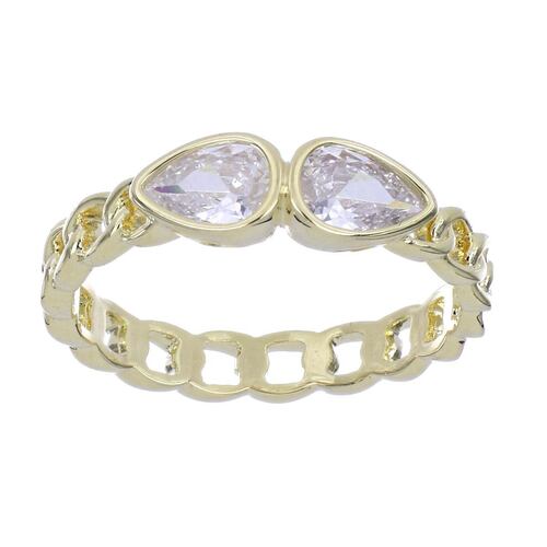 Anillo Circonita Blanca Chapado Oro Farfalla Bonetti