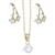 Set Aretes+Dije+Cadena Circonita Blanca Chapado Oro Farfalla Bonetti