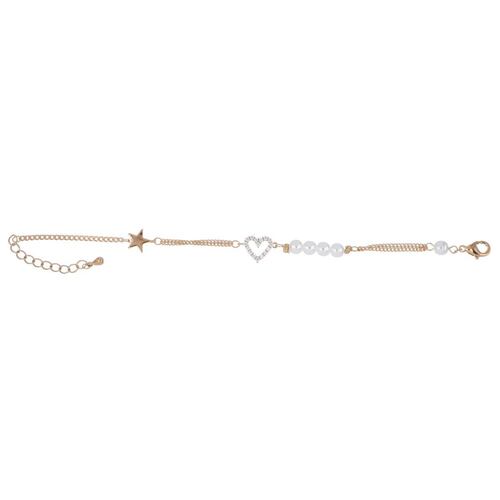 Pulsera Cadena Corazón Central Chapado Oro Osa Korei