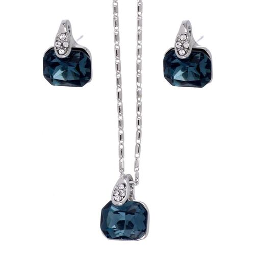 Juego Aretes+Dije+Cadena Piedra Montana Acabado Rodio Camilla