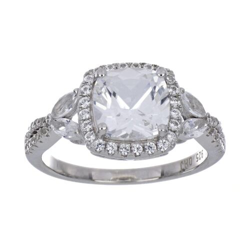 Anillo Plata .925 Circonita Blanca Acabado Rodio T6 Farfalla Bonetti Plata .925
